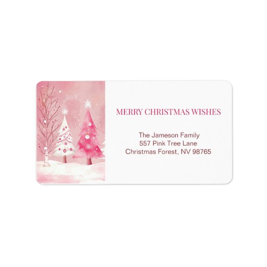 Roze Wit Schattige Retro Kerst Etiket (Voorkant)