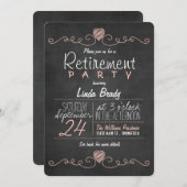 Roze & Wit schoolbord Pensioenfeest Kaart (Voorkant / Achterkant)