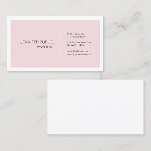 Roze Wit Schoon Elegant Grafisch Ontwerp Trendy Visitekaartje (Voorkant / Achterkant)