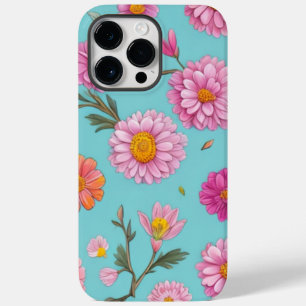 Roze wit sinaasappel madeliefjes botanisch blauwgr Case-Mate iPhone 14 pro max hoesje