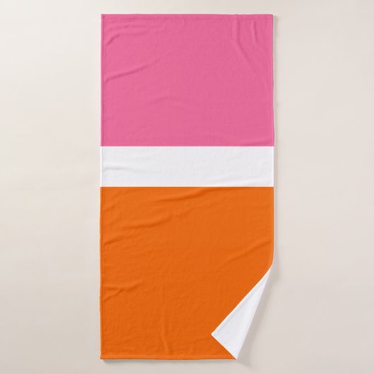 Roze Wit Sinaasappel Plain Color Block Design Badhanddoek (Badhanddoek)