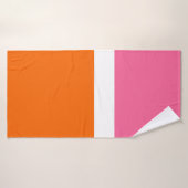 Roze Wit Sinaasappel Plain Color Block Design Badhanddoek (Badhanddoek)