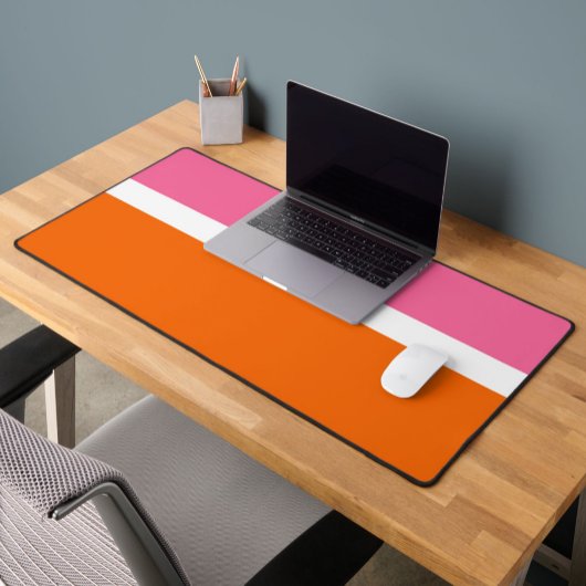 Roze Wit Sinaasappel Plain Color Block Design Bureaumat