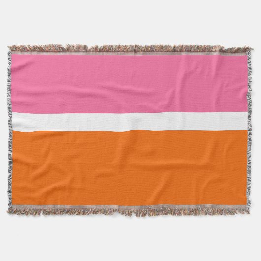 Roze Wit Sinaasappel Plain Color Block Design Deken (Voorkant)