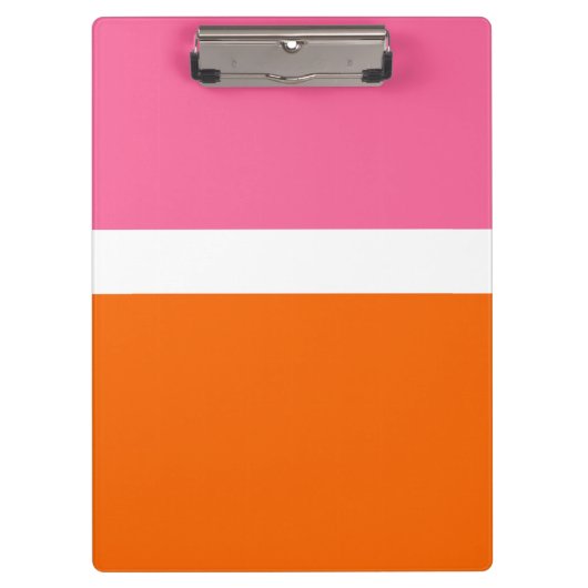 Roze Wit Sinaasappel Plain Color Block Design Klembord (Voorkant)
