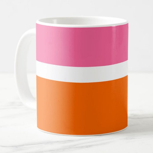 Roze Wit Sinaasappel Plain Color Block Design Koffiemok