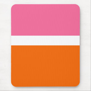 Roze Wit Sinaasappel Plain Color Block Design Muismat