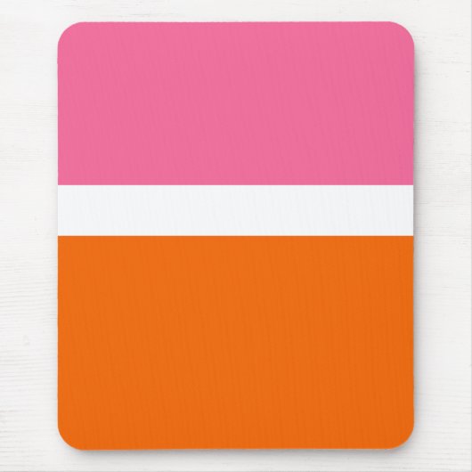 Roze Wit Sinaasappel Plain Color Block Design Muismat (Voorkant)