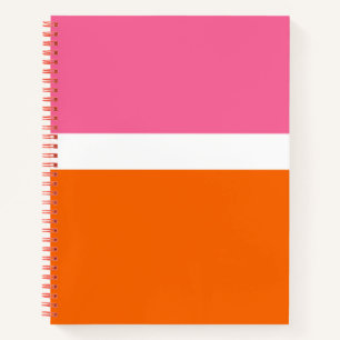 Roze Wit Sinaasappel Plain Color Block Design Notitieboek
