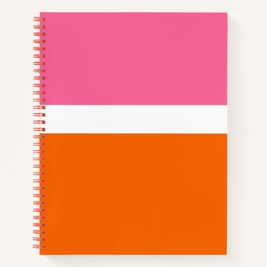 Roze Wit Sinaasappel Plain Color Block Design Notitieboek (Voorkant)