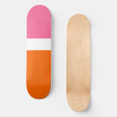 Roze Wit Sinaasappel Plain Color Block Design Persoonlijk Skateboard (Voorkant)