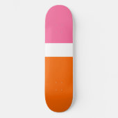 Roze Wit Sinaasappel Plain Color Block Design Persoonlijk Skateboard (Voorkant)