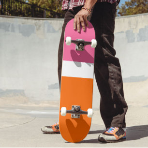 Roze Wit Sinaasappel Plain Color Block Design Persoonlijk Skateboard
