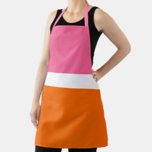 Roze Wit Sinaasappel Plain Color Block Design Schort