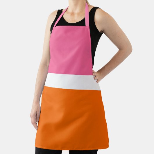 Roze Wit Sinaasappel Plain Color Block Design Schort