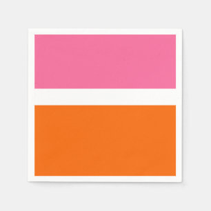 Roze Wit Sinaasappel Plain Color Block Design Servet