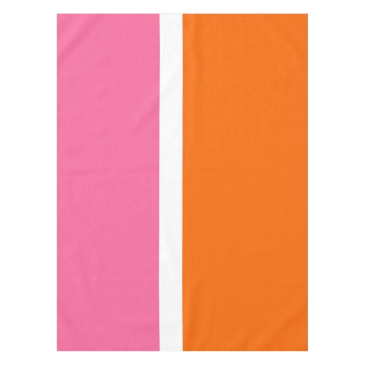 Roze Wit Sinaasappel Plain Color Block Design Tafelkleed (Voorkant)