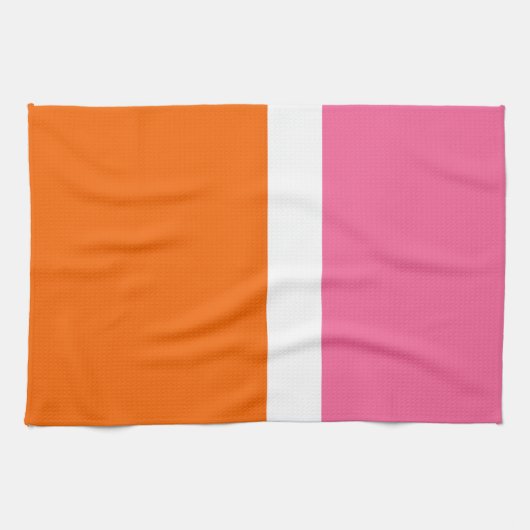 Roze Wit Sinaasappel Plain Color Block Design Theedoek (Horizontaal)