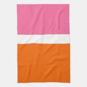 Roze Wit Sinaasappel Plain Color Block Design Theedoek (Verticaal)