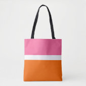 Roze Wit Sinaasappel Plain Color Block Design Tote Bag (Voorkant)
