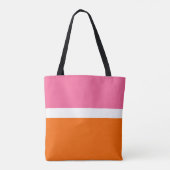 Roze Wit Sinaasappel Plain Color Block Design Tote Bag (Achterkant)