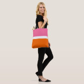 Roze Wit Sinaasappel Plain Color Block Design Tote Bag (Op model)