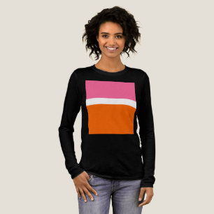 Roze Wit Sinaasappel Plain Color Block Design Tri-Blend Shirt