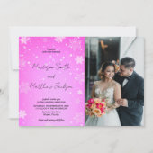 Roze Wit Sneeuwt Bruiloft Uitnodigingen met foto (Voorkant)