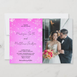 Roze Wit Sneeuwt Bruiloft Uitnodigingen met foto