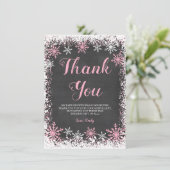 Roze Wit Sneeuwvlok Meisje Baby shower Bedankkaart (Staand voorkant)