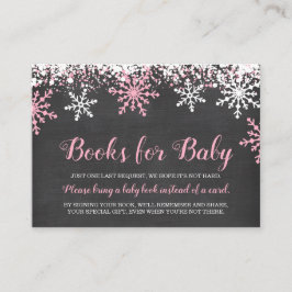 Roze Wit Sneeuwvlokken Baby shower Boek Aanvraag Informatiekaartje