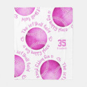 roze wit softball veld is mijn gelukkige plek meis fleece deken (Voorkant)