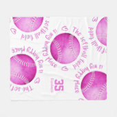 roze wit softball veld is mijn gelukkige plek meis fleece deken (Voorkant (Horizontaal))