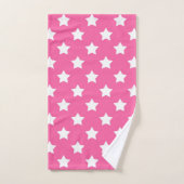 Roze Wit Sterren Patroon Decoratief Bad Handdoek (Handdoek)
