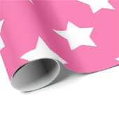 Roze Wit Sterren Patroon Decoratief Cadeaupapier (Rol Hoek)