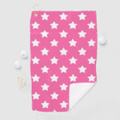 Roze Wit Sterren Patroon Decoratief Golfhanddoek (Insitu)