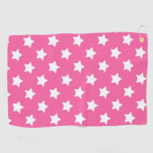 Roze Wit Sterren Patroon Decoratief Golfhanddoek (Horizontaal)