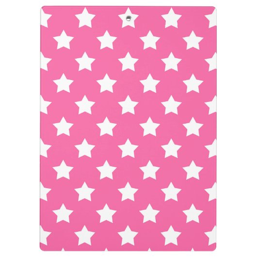 Roze Wit Sterren Patroon Decoratief Klembord (Achterkant)