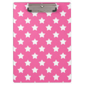 Roze Wit Sterren Patroon Decoratief Klembord (Voorkant)