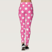 Roze Wit Sterren Patroon Decoratief Leggings (Achterkant)