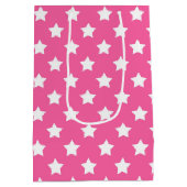 Roze Wit Sterren Patroon Decoratief Medium Cadeauzakje (Achterkant)