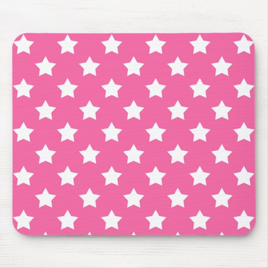 Roze Wit Sterren Patroon Decoratief Muismat (Voorkant)