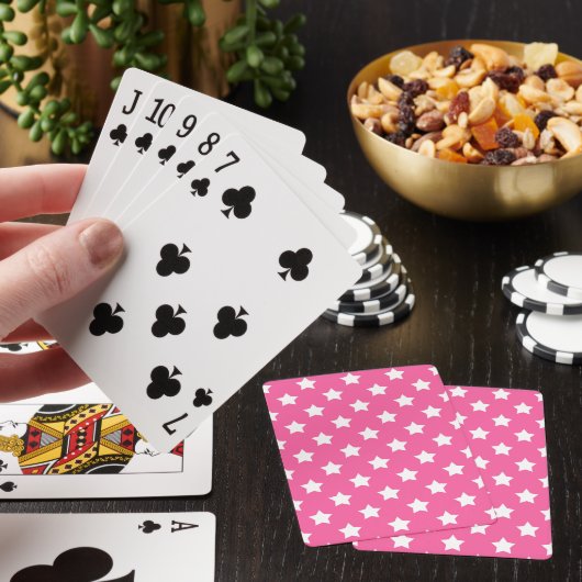 Roze Wit Sterren Patroon Decoratief Pokerkaarten (Insitu)