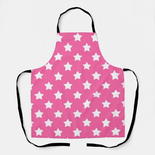 Roze Wit Sterren Patroon Decoratief Schort (Voorkant)