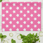 Roze Wit Sterren Patroon Decoratief Theedoek (Gevouwen)