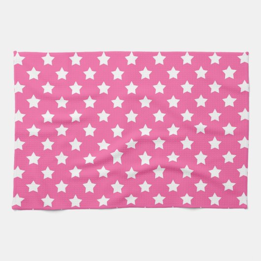 Roze Wit Sterren Patroon Decoratief Theedoek (Horizontaal)