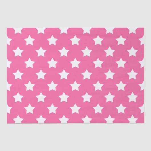 Roze Wit Sterren Patroon Decoratief Tissuepapier (Voorkant)