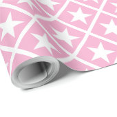 Roze Wit Sterren Patroon Leuk Gift Elegant Modern Cadeaupapier (Rol Hoek)