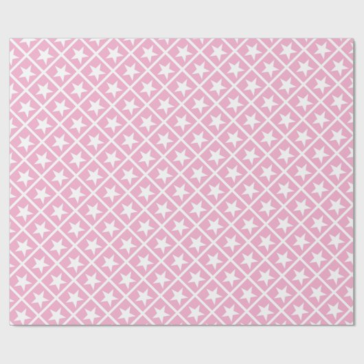 Roze Wit Sterren Patroon Leuk Gift Elegant Modern Cadeaupapier (Vlak)