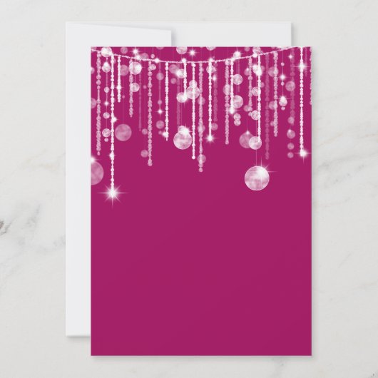 Roze Wit String Lights Kerstvakantie Kaart (Achterkant)